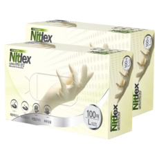 Nitlex 乳膠手套, 100張, 大(L), 2個, 白色