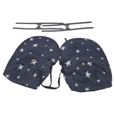 Junying Fang 立體機車手把套 尼龍防水布, 藍白星, 1雙