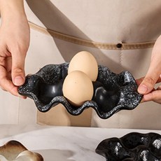 아메리칸로드 웨이브 세라믹 디자인 에그트레이 RK2146, 먹물블랙, 1개