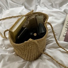 knit seasons DIY 鉤針 夏秋 瑪歇包 製作 線材 4p + 標籤 + 包底 + 紙本圖案 + 影片教學 qr code 套組, 1套, 棕褐色