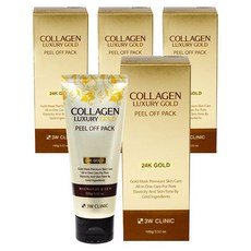 3W CLINIC 膠原蛋白奢華黃金撕拉面膜 100g, 1條, 4條