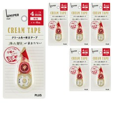 PLUS 普樂士 Whiper Petit 奶油色修正帶 4mm WH-814Y, 6個, 紅色