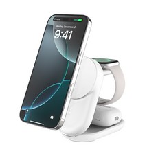 벨킨 울트라차지 3in1 Qi2 25W 폴더블 마그네틱 무선 초고속 충전기 WIZ037kr, 화이트(WIZ037krWH), 1개