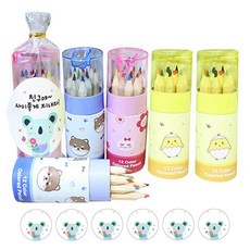 12色迷你彩色鉛筆+貼紙組, 12色, 1組