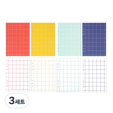 lucalab 6孔補充內頁 磁磚筆記本 鮮豔 8種 x 8頁 套組, 3套