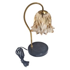 調光定時融蠟燈 大理石底座 鈴蘭造型玻璃燈罩融蠟燈+鹵素燈泡二入 香氛蠟燭專用燈台, 鈴蘭造型