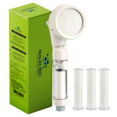 Maum Bio360度旋轉濾芯蓮蓬頭+替換濾芯 3入組, 白色, 1組