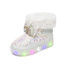 Lastella 融化蝴蝶結 LED 亮片毛絨內襯發光保暖靴