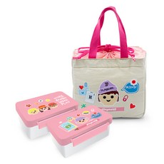 Playmobil 摩比人 便當盒2款 + 收納袋組合, 1套, 便當盒(學生 星星), 便當盒(學生 鉛筆), 收納袋(粉紅色)