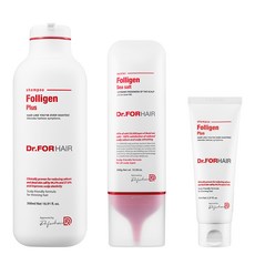 Dr.FORHAIR Folligen Plus頭皮護理豐盈洗髮乳 500ml + 70ml + Folligen海鹽頭皮去角質凝露 300g組, 1套