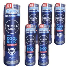 NIVEA 妮維雅 瞬間酷涼系列 男士止汗爽身噴霧 舒活麝香，體感瞬降10°C，48小時止汗抑味, 150ml, 6瓶