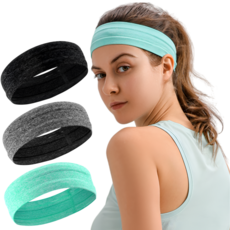 마움스 땀흡수 기능성 스포츠 헤어밴드, 블랙 + 그레이 + 민트, 1세트