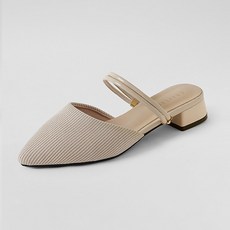 ChakanShoes 女款尖頭羅紋穆勒低跟涼拖鞋 MLFBT1g103 3cm, 240mm, 象牙白