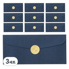 Tamsaa 零用錢信封 10入 + 貼紙組, 深藍色(信封), 金色(貼紙), 3套