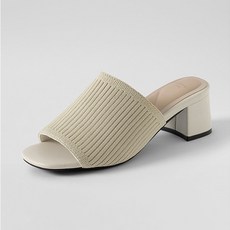 ChakanShoes 女款針織中跟穆勒鞋 MLFBS1g814, 米色, 245mm