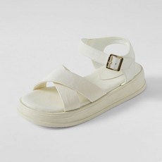 ChakanShoes 女款抓皺綁帶厚底涼鞋 SDFBR2g820, 250, 米白色