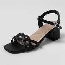 ChakanShoes 女款扭結束帶厚底跟涼鞋 SDLTS2g823, 230, 黑色