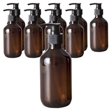 按壓式乳液洗髮精分裝空瓶容器 500ml, 棕色(容器), 10個