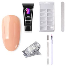 SwissNox DIY美甲人造指甲延長材料 基礎延甲凝膠 透明4種 + 配件隨機出貨套組 棕色, 1套