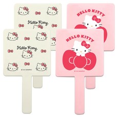 beautyhome 三麗鷗Hello Kitty迷你化妝鏡 2款組, 粉紅色+象牙白色, 2組