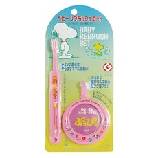 FINE Revolution PEANUTS 史努比 幼兒練習牙刷2件組, 粉色, 1組