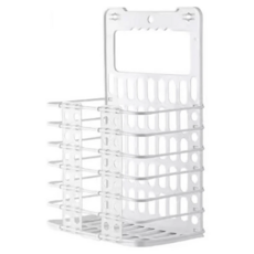 SP SAUCE 壁掛式可摺合衣物收納籃 鏤空設計 乾濕衣服皆適用, 白色