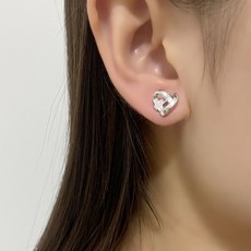디아더컬러 미니 하트 큐빅 꼬임 귀걸이 SM 016