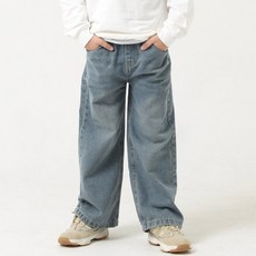키즈레시피 아동용 어반워싱 와이드 데님 팬츠