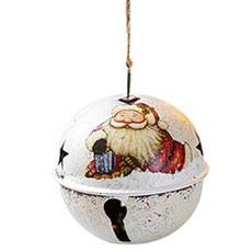 홈플로우 원형 크리스마스 트리 장식 방울 65g, 화이트산타벨, 1개