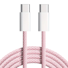 Type-C-Type-C 蘋果彩色编織快充線, 200cm, 蜜粉色, 1條