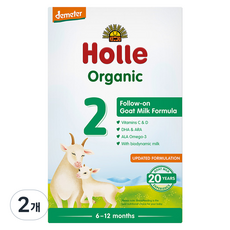 홀레 유기농 산양분유 2단계 6~12개월, 400g, 2개