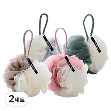 Market Plan 雙色花朵沐浴球, 綠色, 粉紅色, 棕色, 灰色, 2套