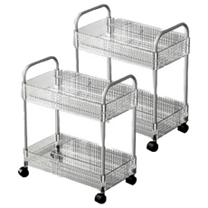 FAmILyLIFE 生活 輕奢鑽紋附輪夾縫置物架 2層 加大款 A-206 36.7 x 21 x 43.5cm 1.2kg, 2個