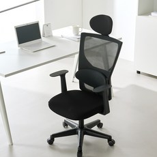 체어스코 네이처 사무용 컴퓨터 의자 허리받침세트, 블랙