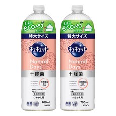 Kao 花王 Cucute 珂珂透 Natural Days+ 殺菌消毒超濃縮洗碗凝露補充瓶 野花&草本香, 700ml, 2瓶