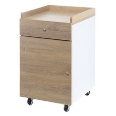 HomeMax 卡琳床頭收納櫃, 漂流木色, 台灣製造, 白色 + 原木色, 1個