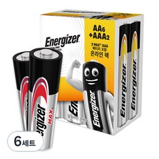 Energizer 勁量 鹼性電池 Power AA 6入 + Max AAA 2入, 6套