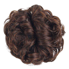 HiYuni 大丸子頭抓夾式髮片, 1個, 淺棕色