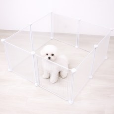LIFE LANCE 寵物透明圍欄 小型 7片+ 連接器 鐵網圍欄 + 鐵門, 半透明