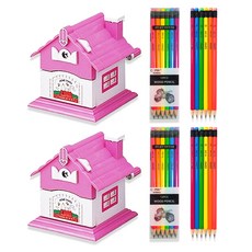 TITI Home Sharpa 削鉛筆機 KI-700 + Tukovi Coma 三角橡皮擦鉛筆 TC-208 6款 x 2p 組, 粉紅色(削鉛筆機), 2套