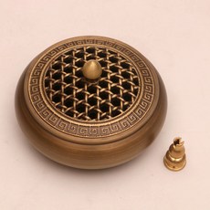 莉茲珍妮 銅製香座 13 網狀蓋平底香爐, 單一顏色