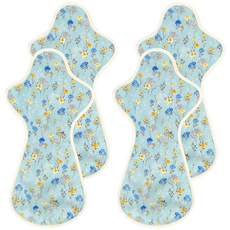 eechae 純棉蝶翼型衛生棉 藍色花卉, 2個, 2枚入, 特長夜用