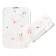 moms nature 棉質孩童背帶口水巾 2條組, 兔子款, 1組