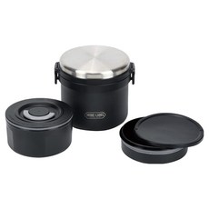 PEARL LIFE 珍珠金屬 全真空不鏽鋼便當罐 HB-5665 1L, 黑色, 1個