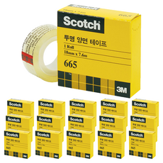 3M Scotch 透明雙面膠帶 665 補充包 18mm x 7.6m, 單一顏色, 16個