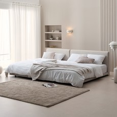 레이디가구 레브 기능성 패브릭 패밀리침대 슬림형 Q + SS 프레임 + 또바기 포그니22 Q + SS 매트리스 세트 방문설치, 크림베이지