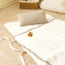 Aileen Kids 色素水洗 幼兒園午睡被 一體式袋子套組, 香草奶油