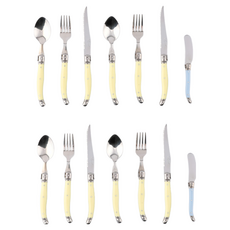 장네론 리옹라귀올 양식 커트러리 4인 14p 세트, 레몬(디너스푼, 디너포크, 나이프), 스카이블루(버터나이프), 디너스푼 4p + 디너포크 4p + 나이프 4p + 버터나이프 2p, 1세트