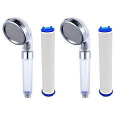 增壓除鏽直型淋浴蓮蓬頭+濾芯組, 混色, 2組