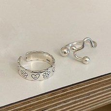 스톤주얼리 그래피티 하트 오픈링 2종 세트